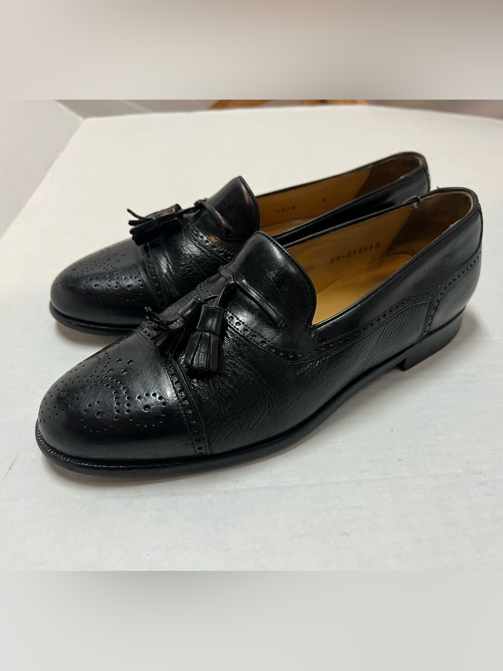 Mezlan Men’s 8W Wide Black Leather Havana Tassel Oxford Dress Shoes